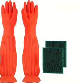 Temu 4pcs Aquarium Cleaning Tool Set - 22in Gloves & Aquarium Sponges