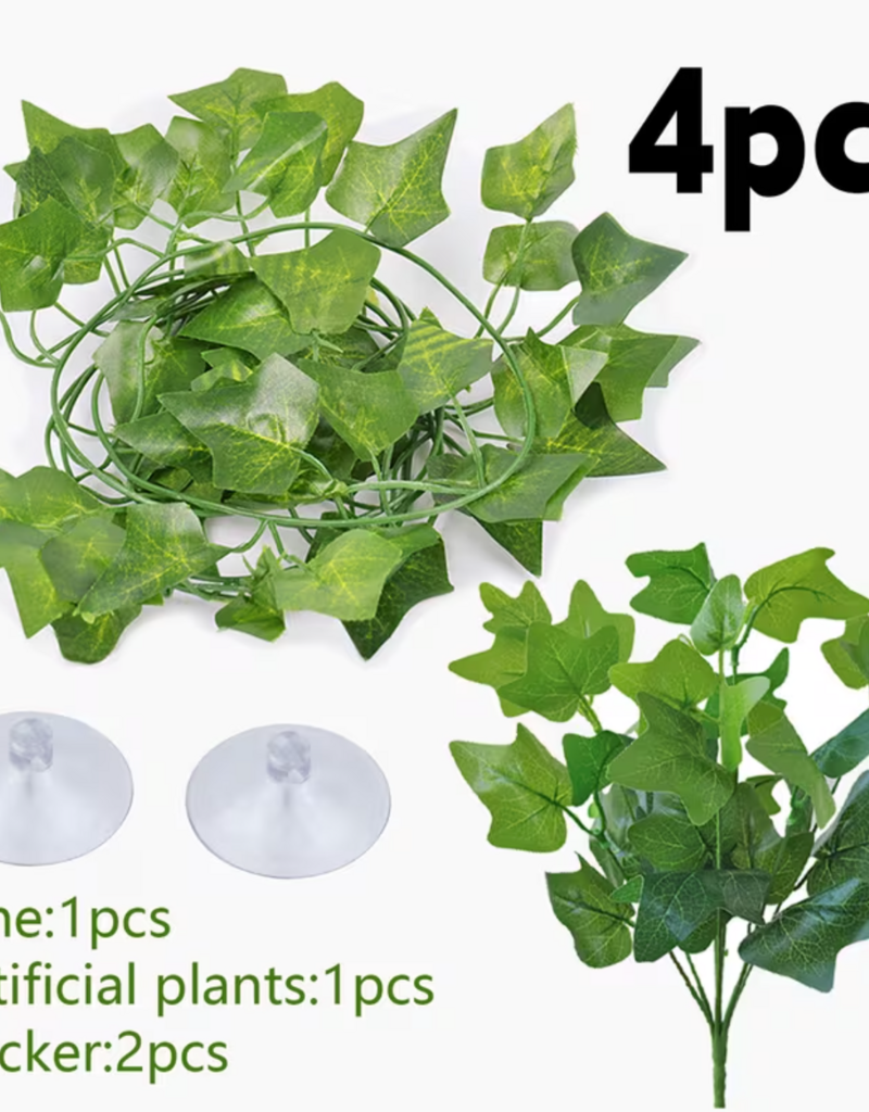Temu 4pc Artificial Reptile Plant Set - Green