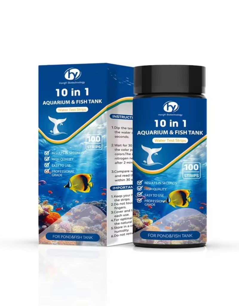 Temu 10 in 1 Aquarium Test Strips - 100 pk
