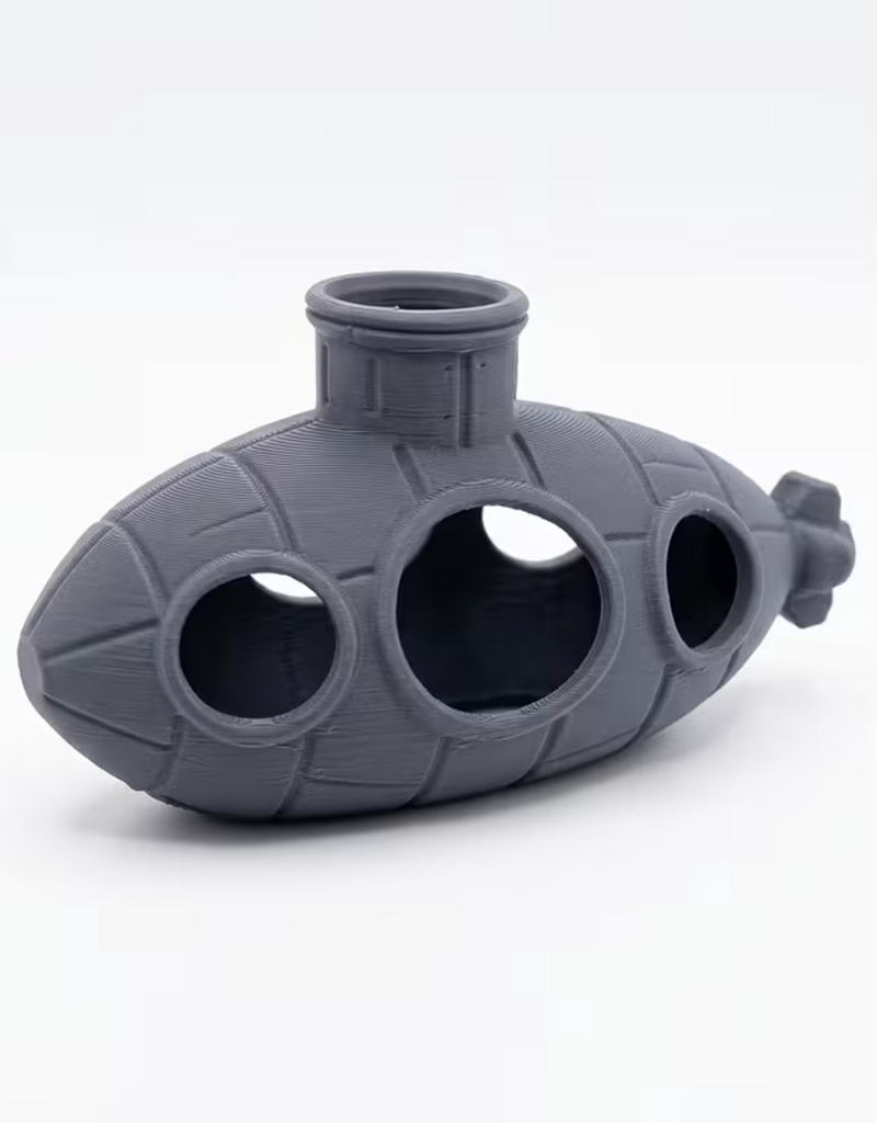Temu Aquarium Ornament - Submarine - Grey 1pc