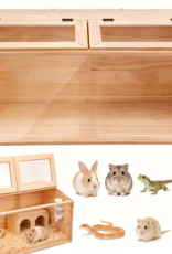 Temu Wooden Small Animal Cage - Ventilated with Window (Internal Accessories Not Included)