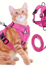Temu Anti-Escape Adjustable Reflective Cat Harness with Leash - Pink - Medium