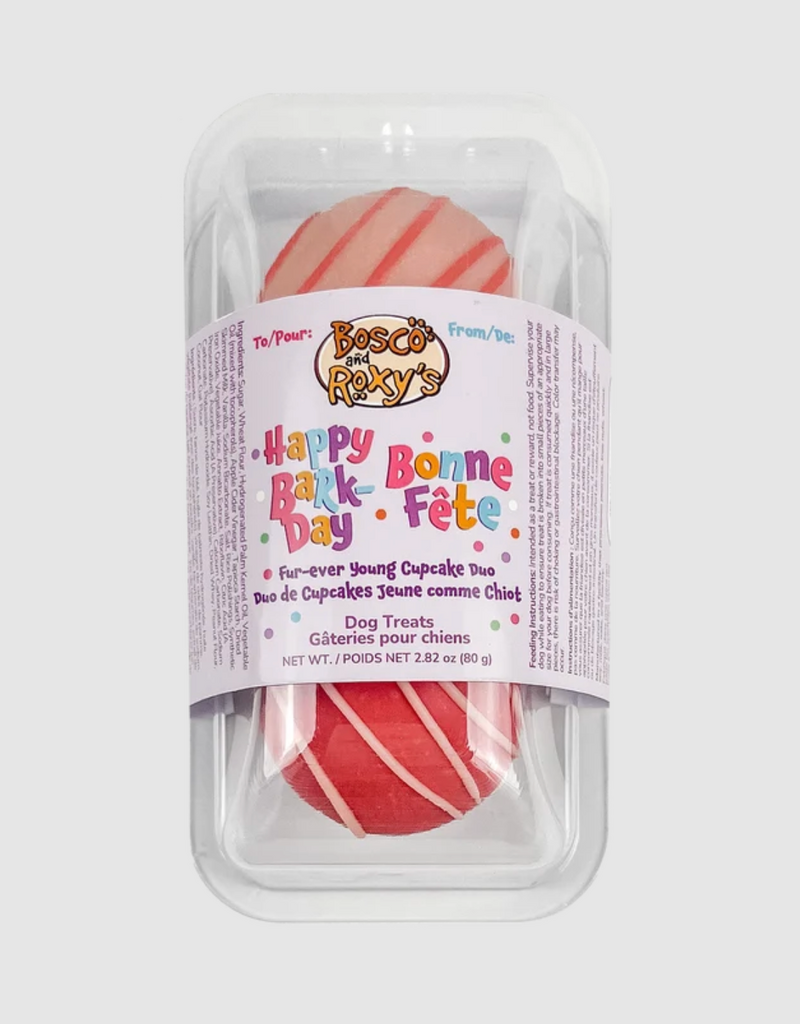 Bosco and Roxy's Cookie - Bosco and Roxy's Prepackaged Happy Bark-Day Cupcake Duo - Pink 1pc.
