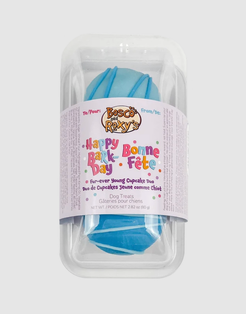 Bosco and Roxy's Cookie - Bosco and Roxy's Prepackaged Happy Bark-Day Cupcake Duo - Blue 1pc.