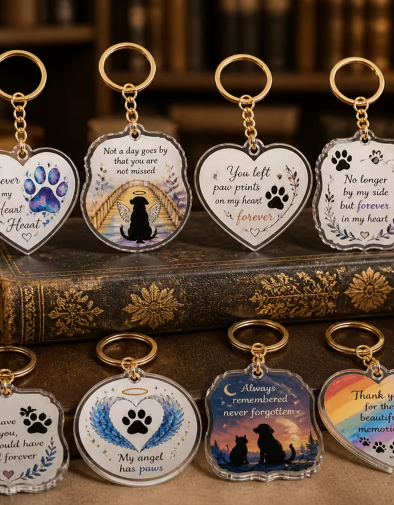 Temu Memorial Pet Keychains - Assorted Patterns & Colours 1pc.