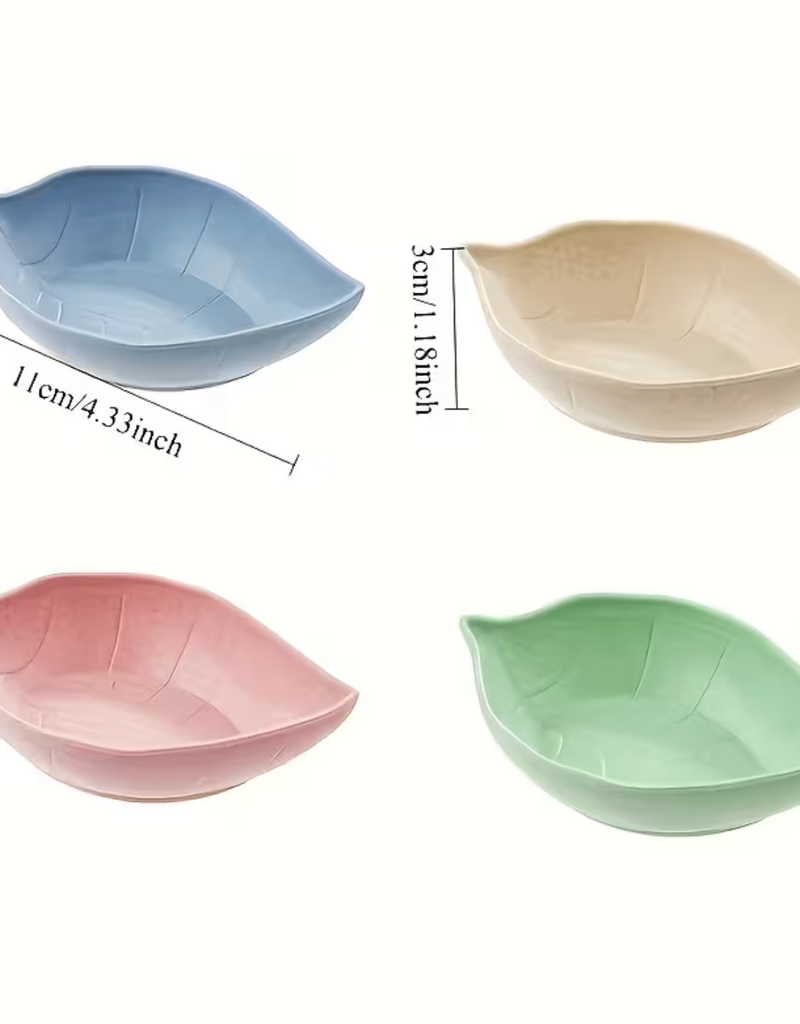 Temu Leaf-Shaped Small Animal Food Bowl - Assorted Colours 1pc.
