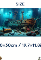 Temu Aquarium Background - Underwater Shipwreck - 19.7x11.8in