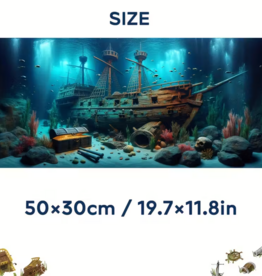 Temu Aquarium Background - Underwater Shipwreck - 19.7x11.8in