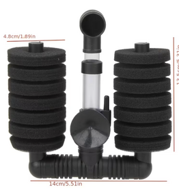 Temu Double Sponge Aquarium Biological Sponge Filter - Black 1pc.