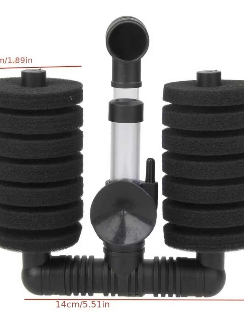 Temu Double Sponge Aquarium Biological Sponge Filter - Black 1pc.