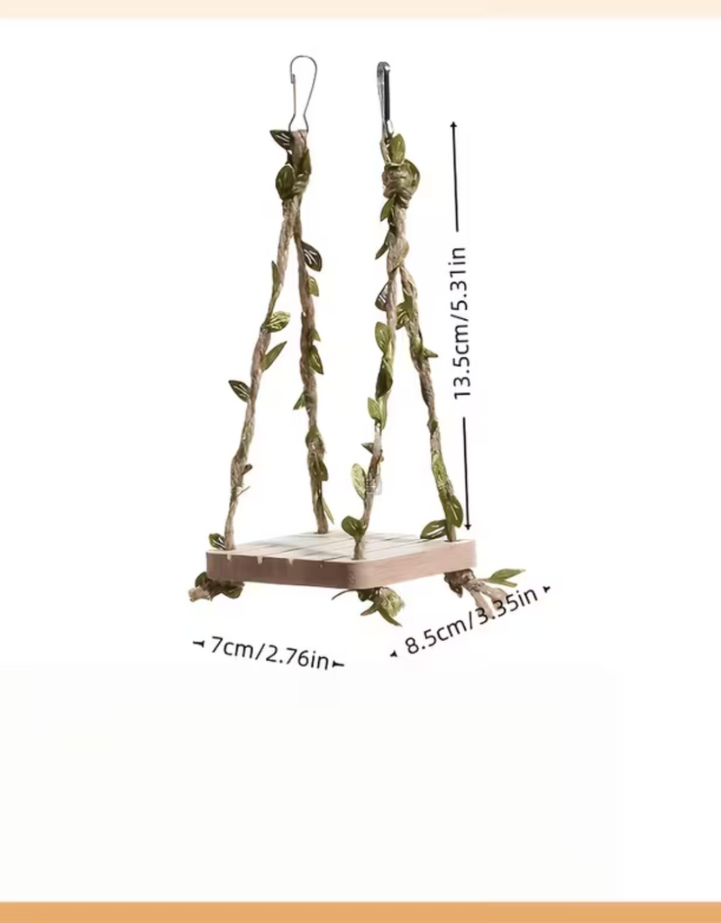 Temu Bird Swing with Rope & Leaves