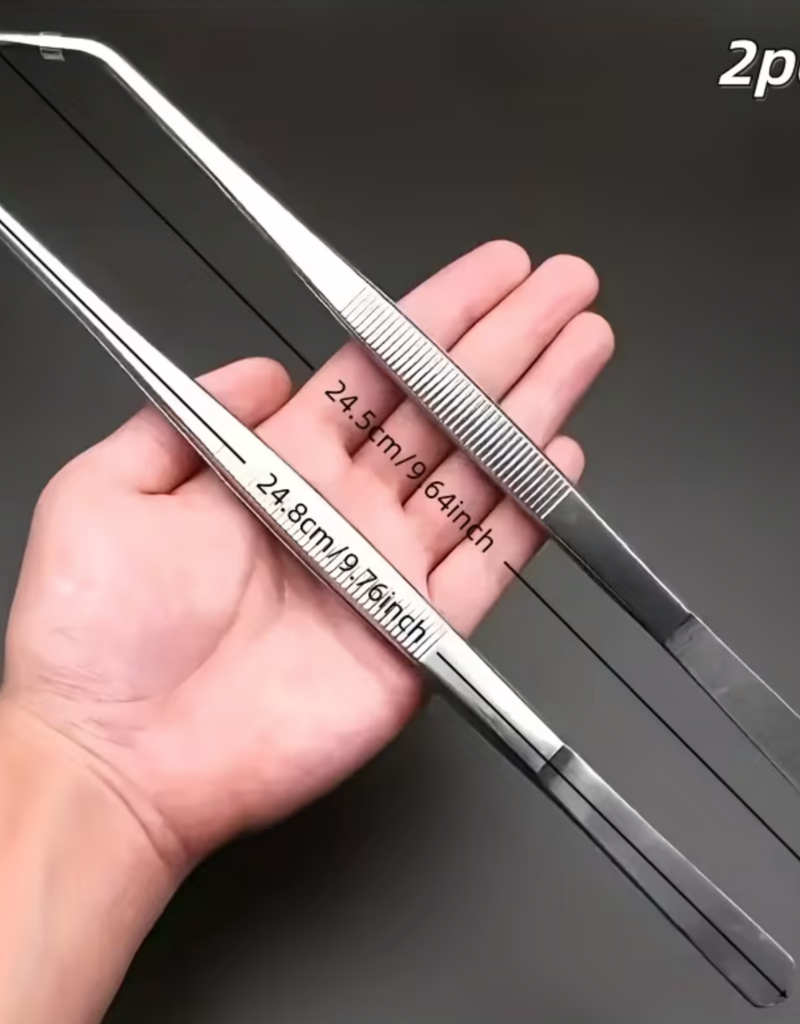 Temu Stainless Steel Feeding Tongs - Straight 9.76in - 1pc