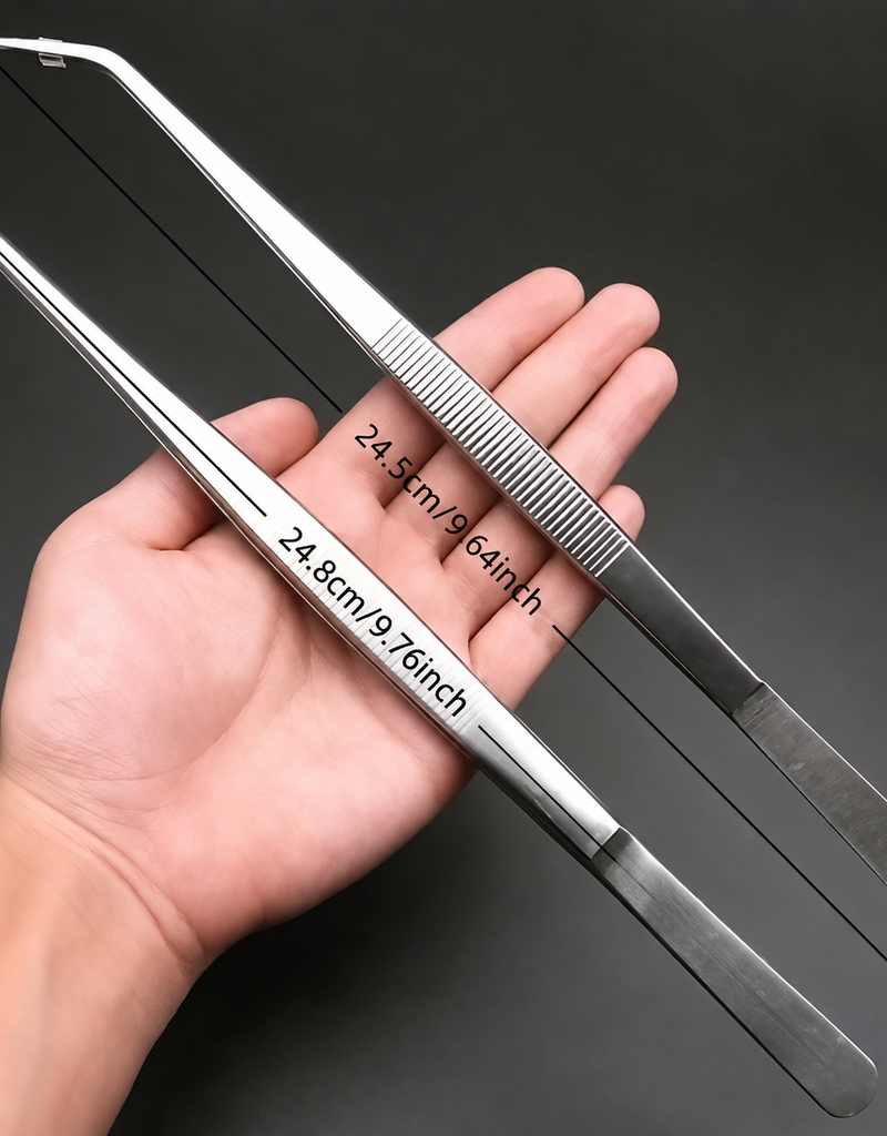 Temu Stainless Steel Feeding Tongs - Cruved 9.64in - 1pc