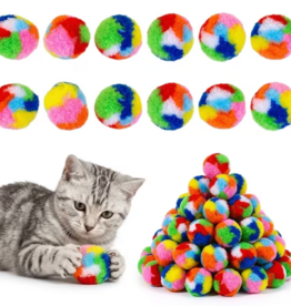 Temu Bulk - Rainbow Plush Ball Cat Toy 1pc