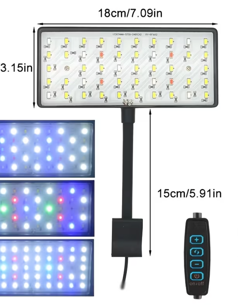 Temu USB Aquarium LED Light Full Spectrum Aquatic Plant Grow Lamp - 7.09in