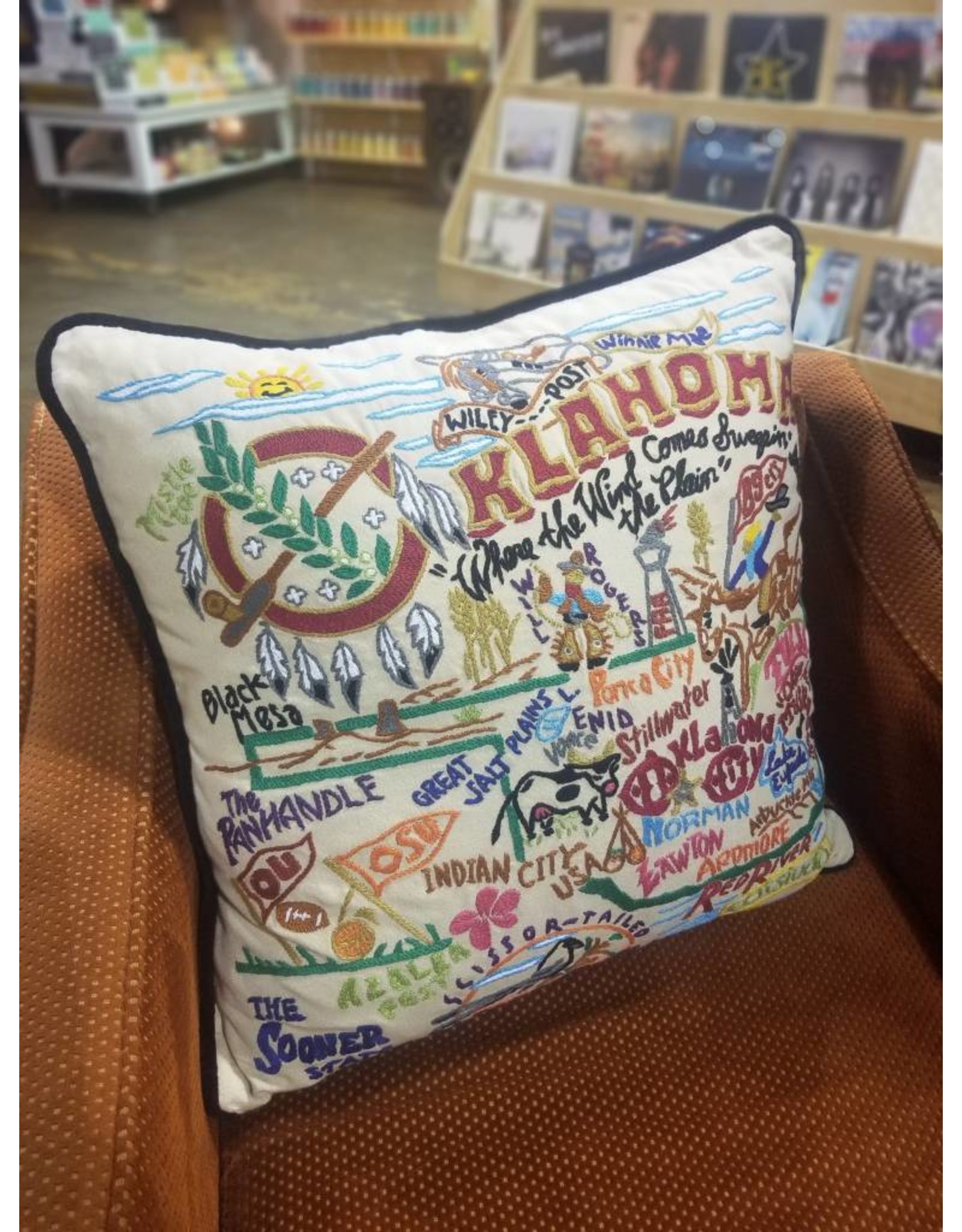 Oklahoma Pillow, Black Piping Ida Red General Store