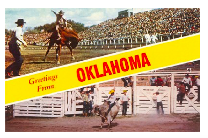 Found Image Press Greetings from Oklahoma Rodeo Views Postcard