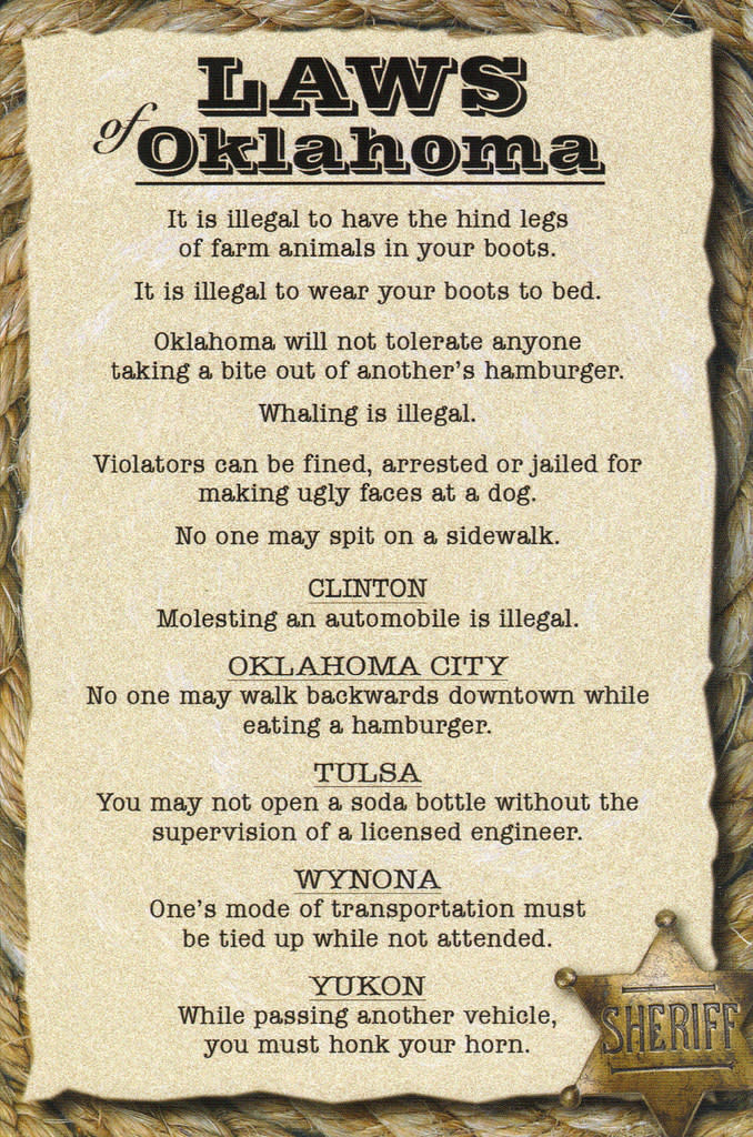 Real Time Products Laws of Oklahoma Postcard
