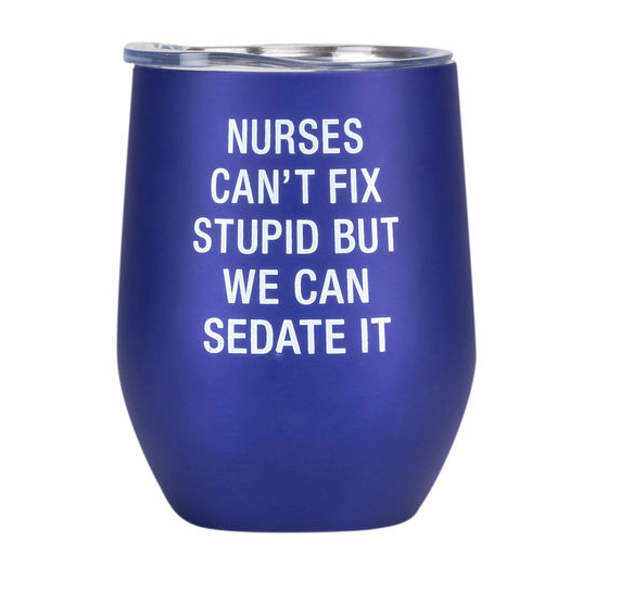 About Face Nurse Insulated Wine Glass