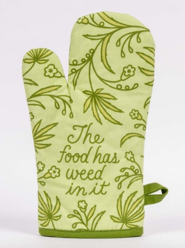 Blue Q Food Has Weed In It Oven Mitt