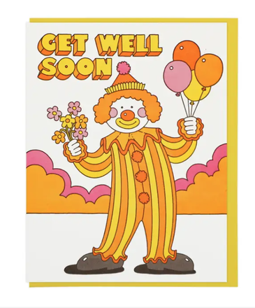 Lucky Horse Press Get Well Soon Happy Clown Card