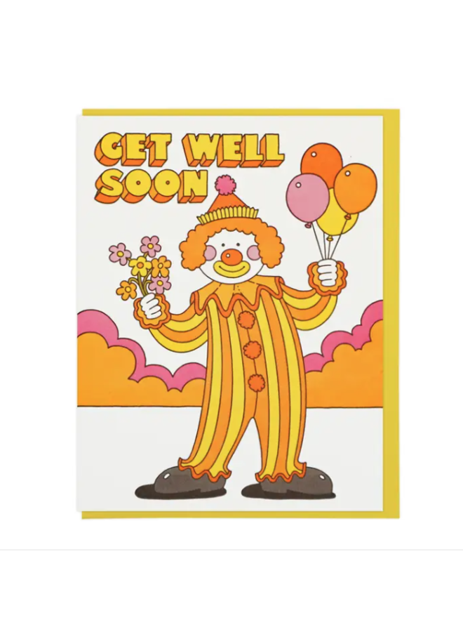 Get Well Soon Happy Clown Card