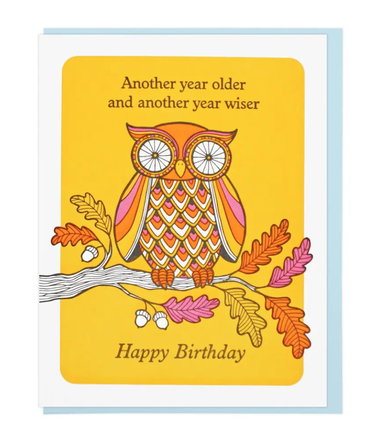 Lucky Horse Press Older And Wiser Owl Birthday Card