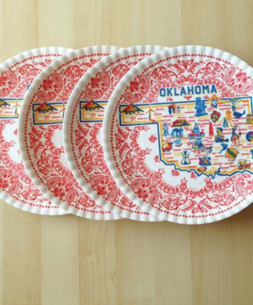 One Hundred 80 Degrees Oklahoma "Paper" Plate, St/4, 9"