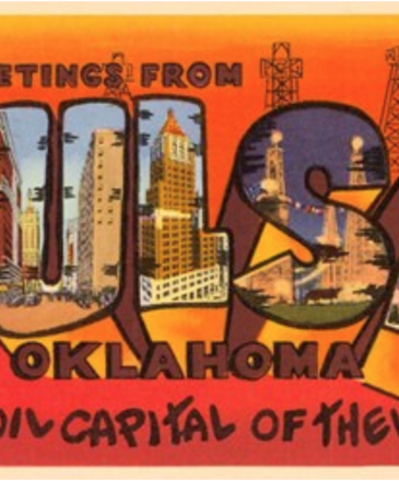 Found Image Press Greetings From Tulsa Postcard-Orange