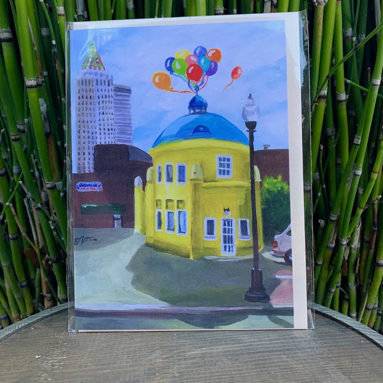 Tulsa In Ink Blue Dome Birthday Card