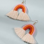 Ida Red Pink/Orange Rainbow Tassel Earrings