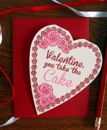 a. favorite design Heart Shaped Cake Valentine Card