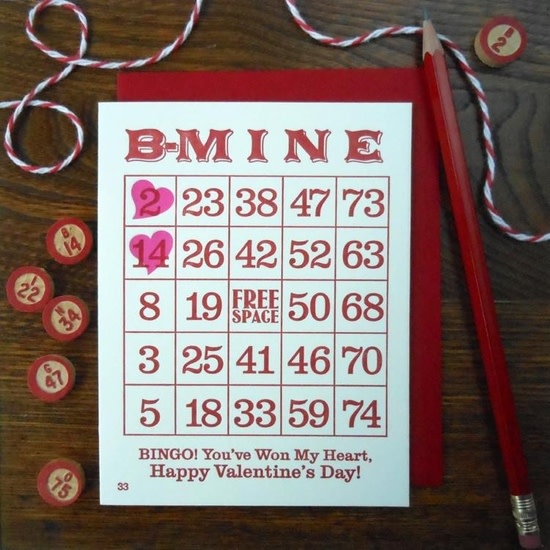 a. favorite design Vintage Valentine Bingo Card