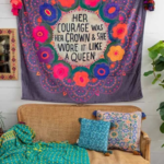 Natural Life Her Courage Tapestry Blanket