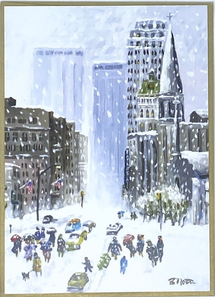Tulsa In Ink Snowy Downtown Holiday Card