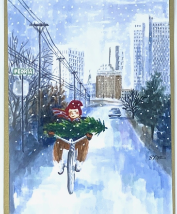 Tulsa In Ink Bicycle On Peoria Holiday Card