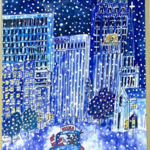 Tulsa In Ink Snowy Downtown Tulsa At Night Holiday Card