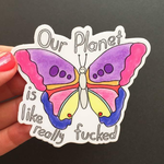 Bangs & Teeth Butterfly Planet Sticker