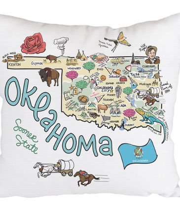 Fish Kiss Oklahoma Map Pillow
