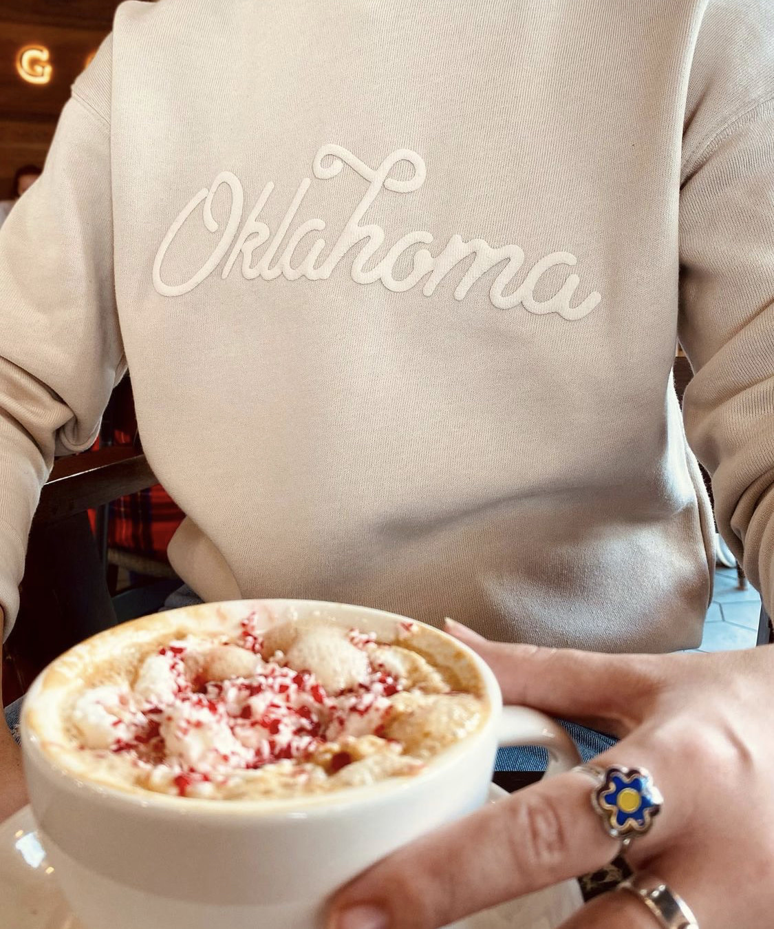 Ida Red Puffy Oklahoma Script Sweatshirt