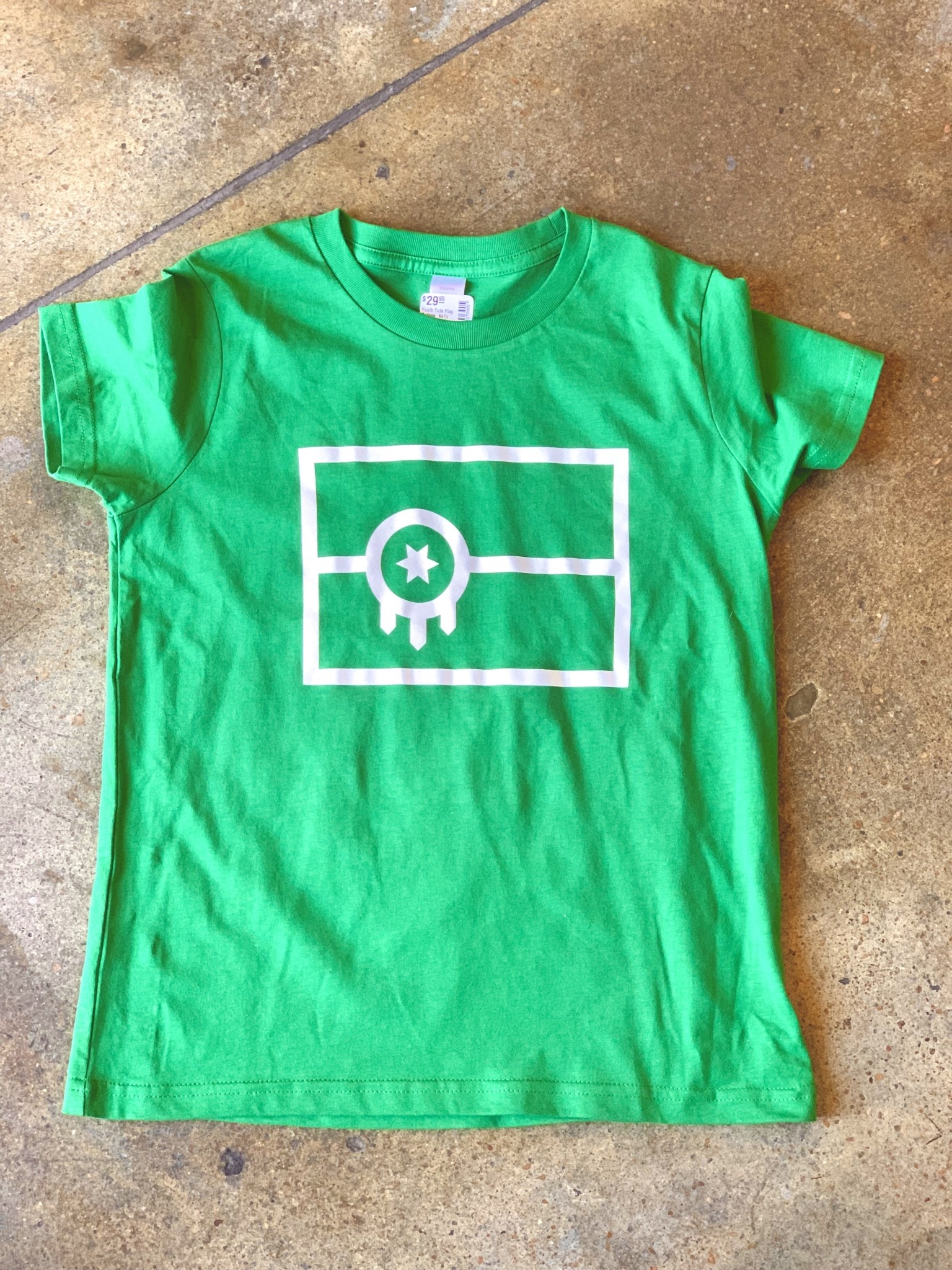 Ida Red Youth Tulsa Flag Outline  Kelly Green Tshirt