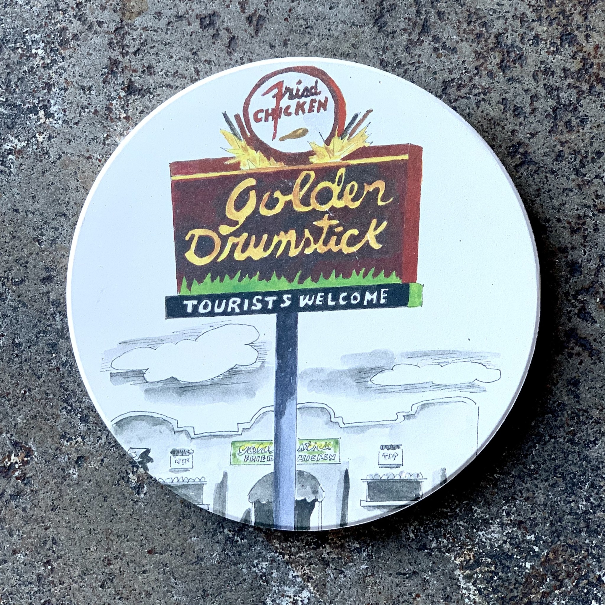 Tulsa In Ink Golden Drumstick Coaster
