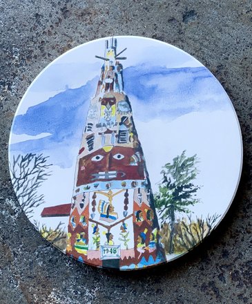 Tulsa In Ink Totem Pole Coaster