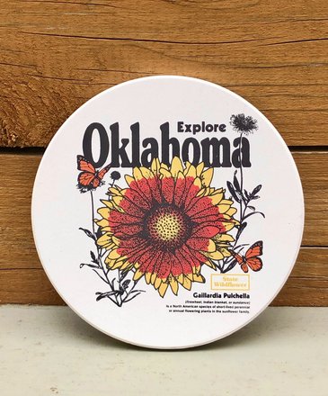 Ida Red Explore Oklahoma Wildflower Coaster