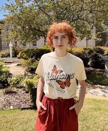 Livy Lu White Oklahoma Butterfly Thrifted Tshirt