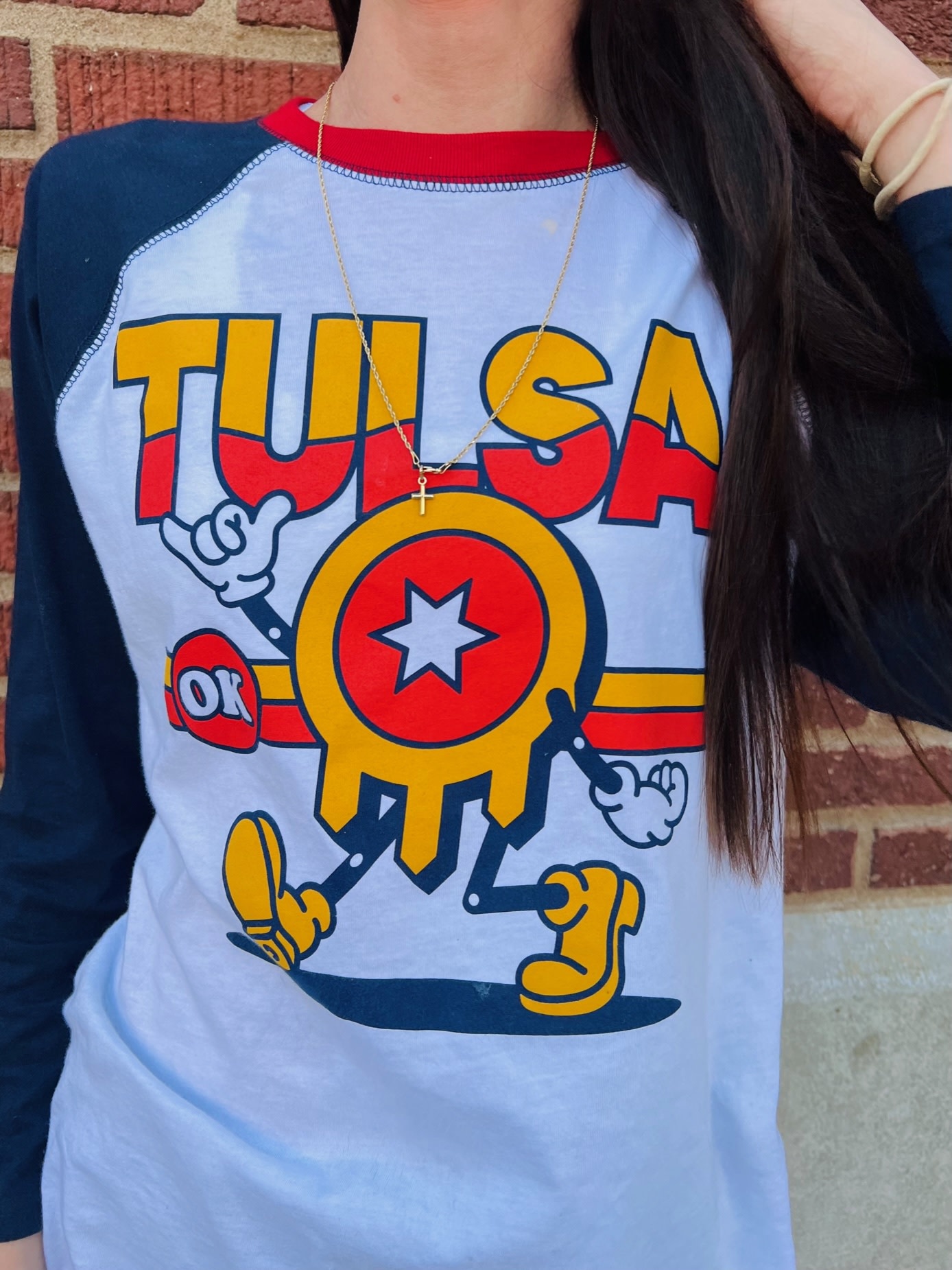 Ida Red Tulsa Flag Strut Baseball Tshirt