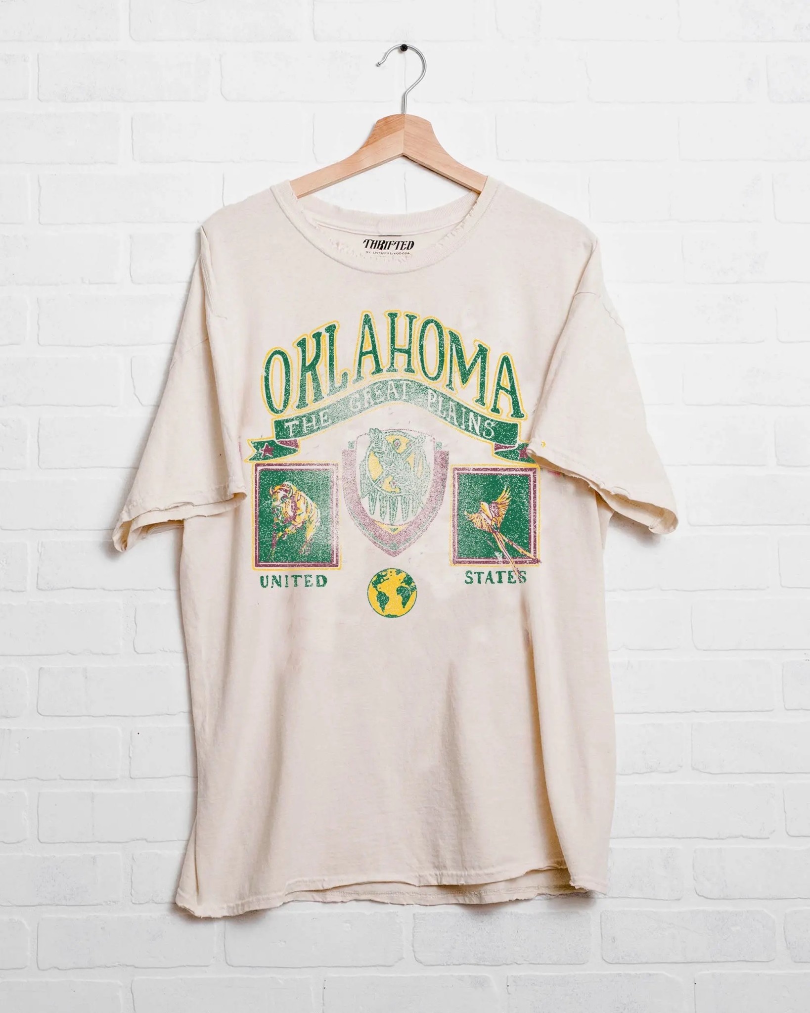 Livy Lu Off White Oklahoma Patch  Thrifted Tshirt