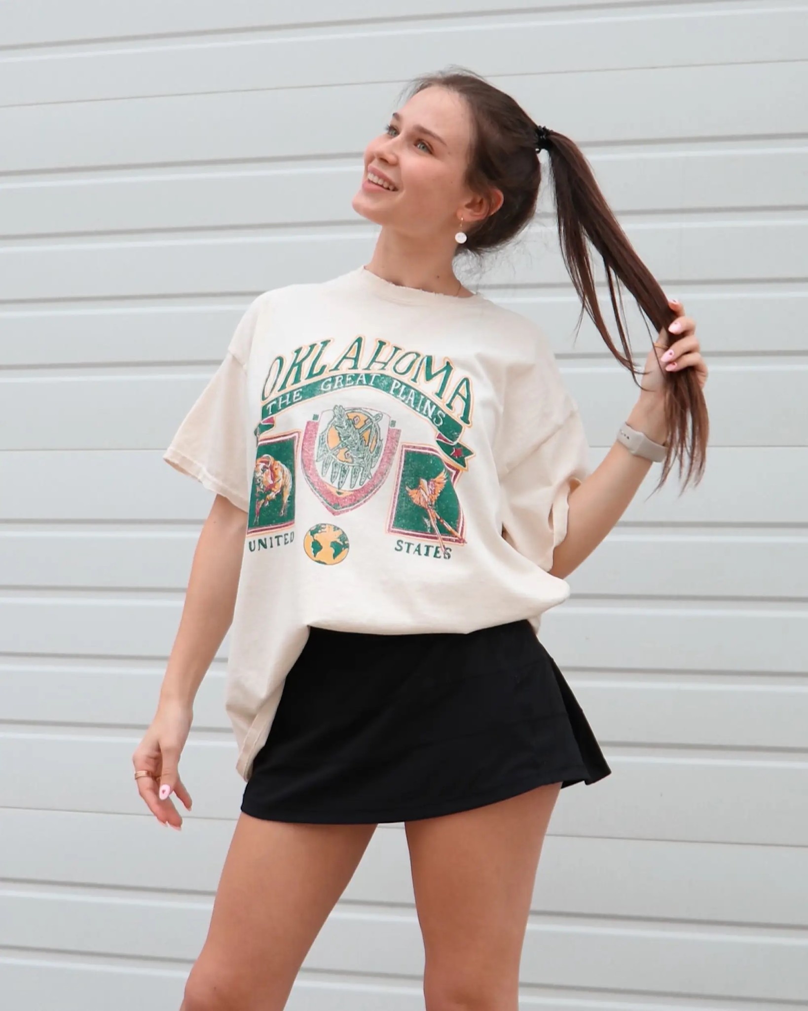 Livy Lu Off White Oklahoma Patch  Thrifted Tshirt