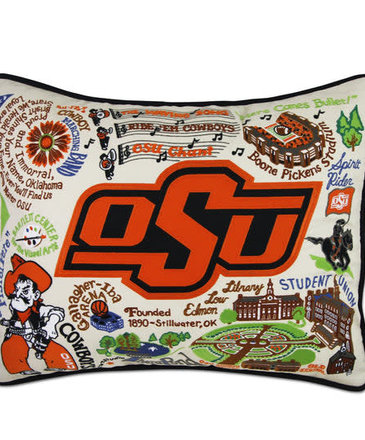 CatStudio Oklahoma State University Hand Embroidered Pillow