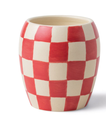 Paddywax Check Mate 11oz Red Checkered Porcelain Vessel Rose +Santal